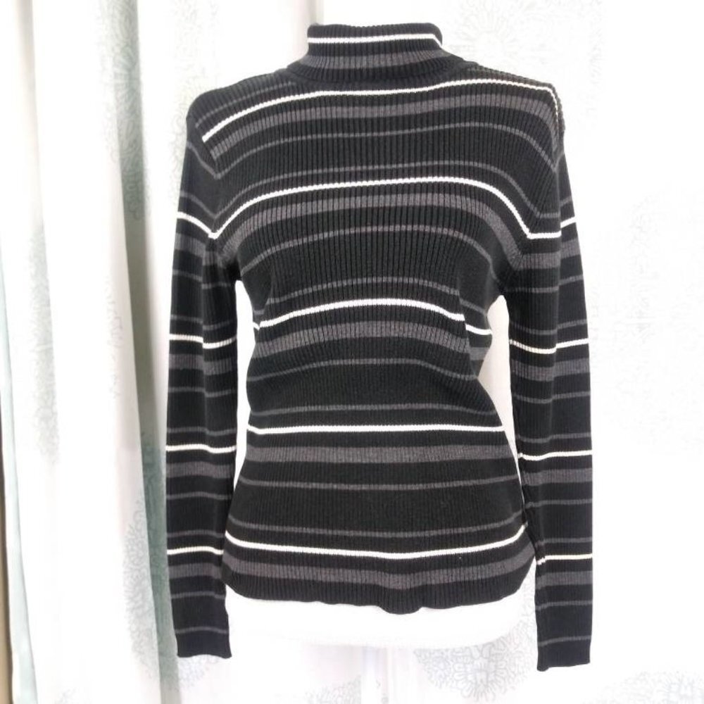 CC Hughes Turtleneck Striped Pullover Sweater Sz M